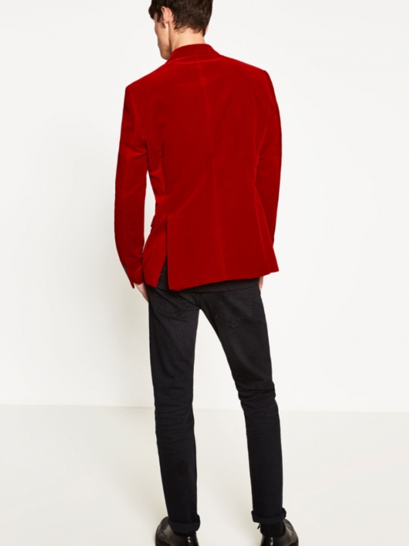 Пиджак красный бархатный