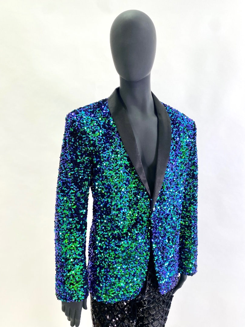 Пиджак с пайетками сине-зеленый